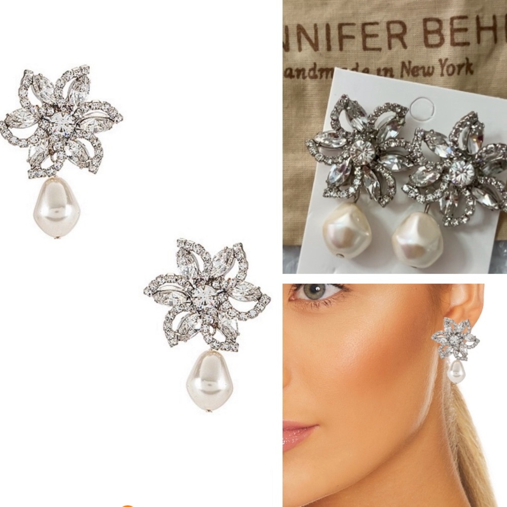 NWOT Jennifer Behr Crystal Pearl Drop Earrings
